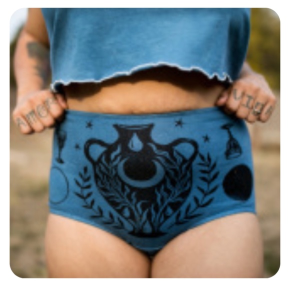 Delphi cheeky brief serpent and bow indigo blue hand stamped organic - Picture 4 of 11
